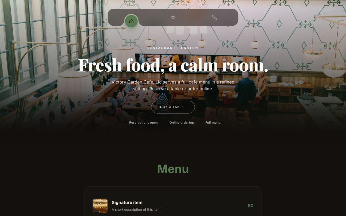 Victory Garden Cafe, Llc website