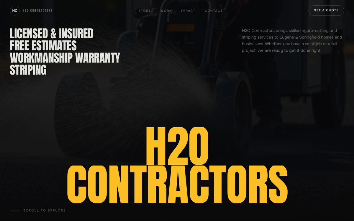H2O Contractors website