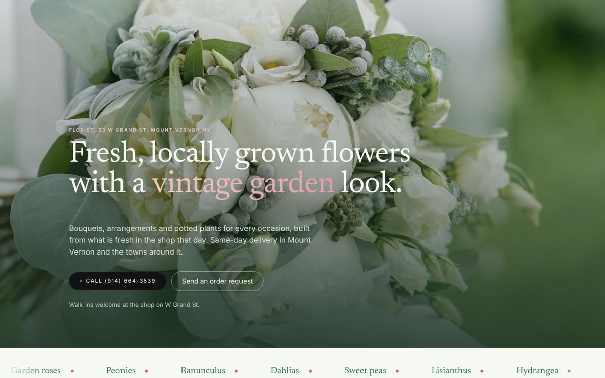 Stems Vintage Garden website