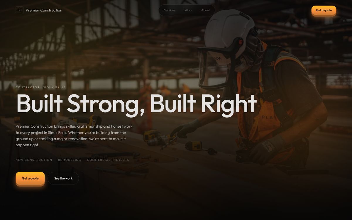 Premier Construction website