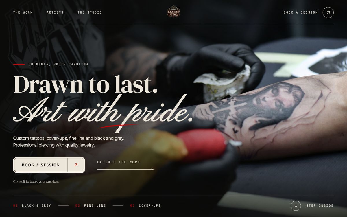 Black Kandy Tattoo studio website