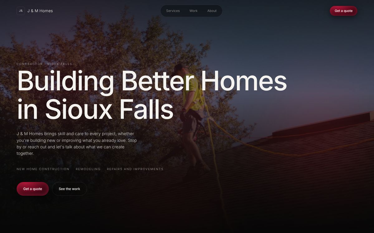 J & M Homes website