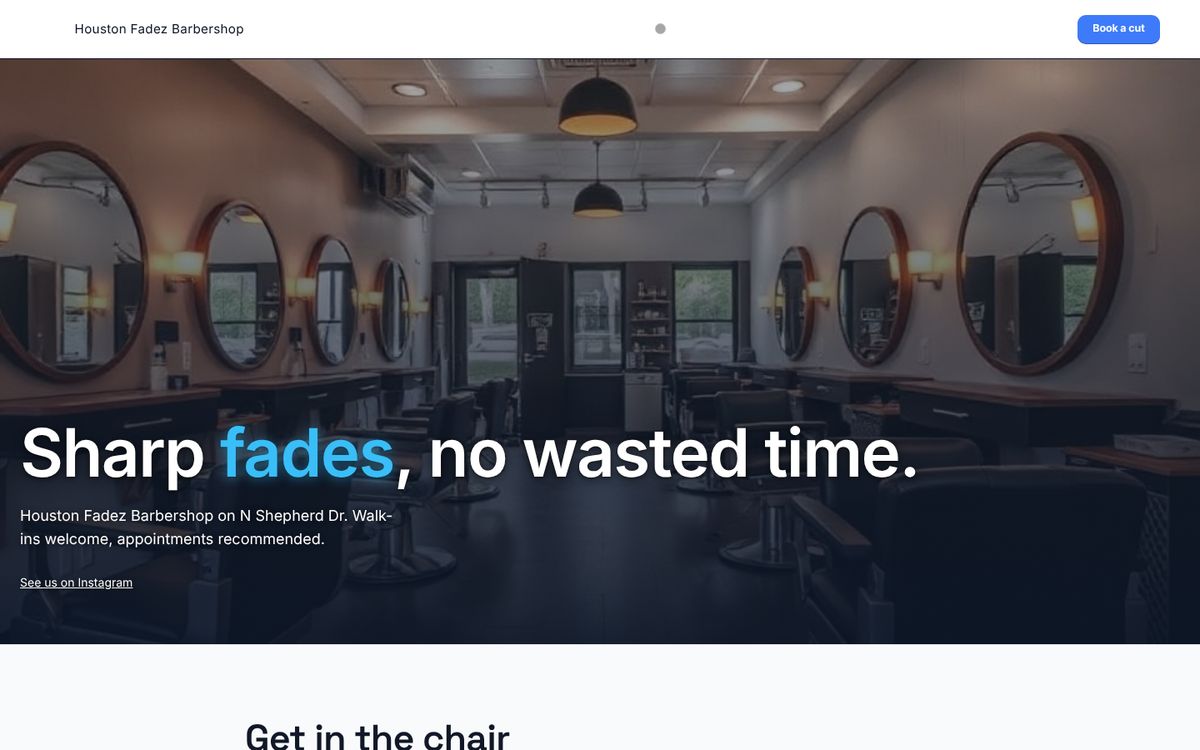 Houston Fadez Barbershop website