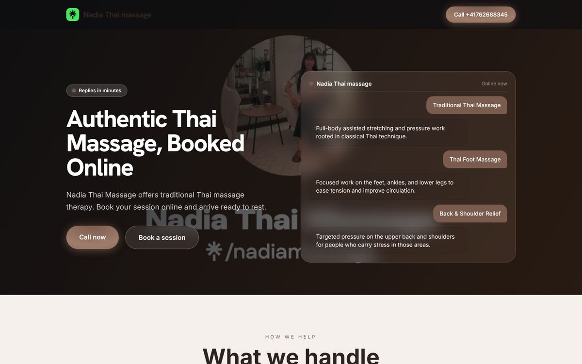 Nadia Thai massage website