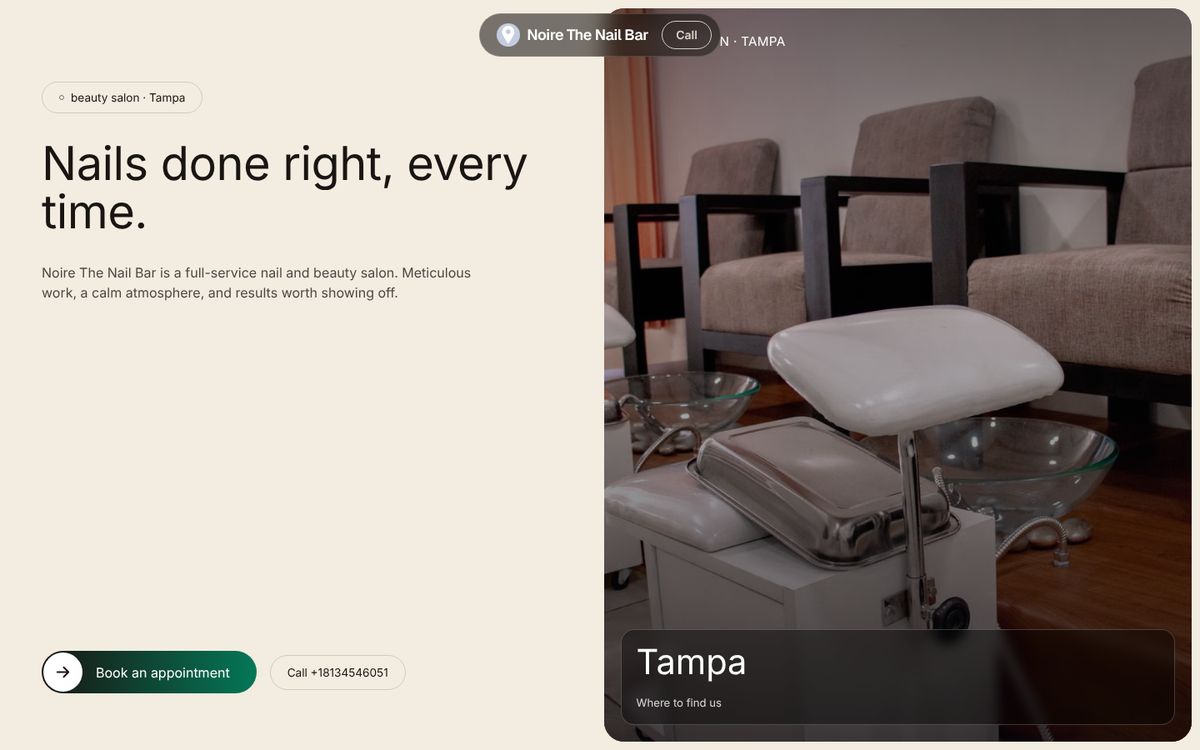 Noire The Nail Bar website