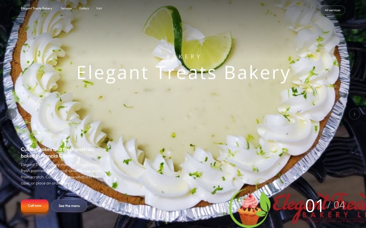 Elegant Treats Bakery website