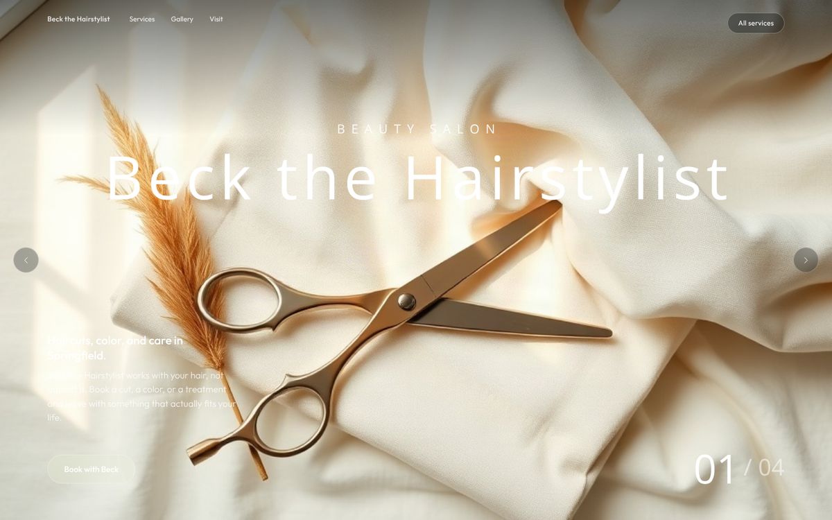 Beck the Hairstylist website
