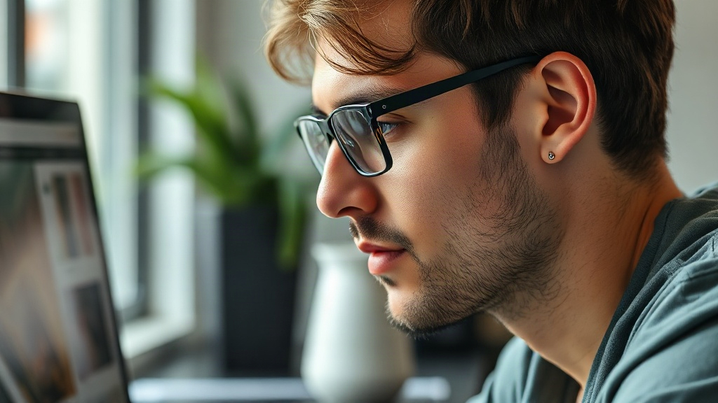 Designer's hands typing with a website interface glowing on the monitor