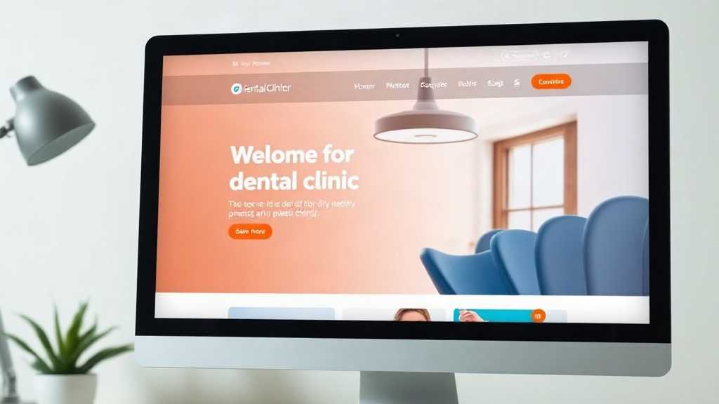 Monitor showing a dental clinic website homepage